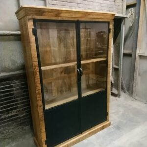 wooden iron cabinet